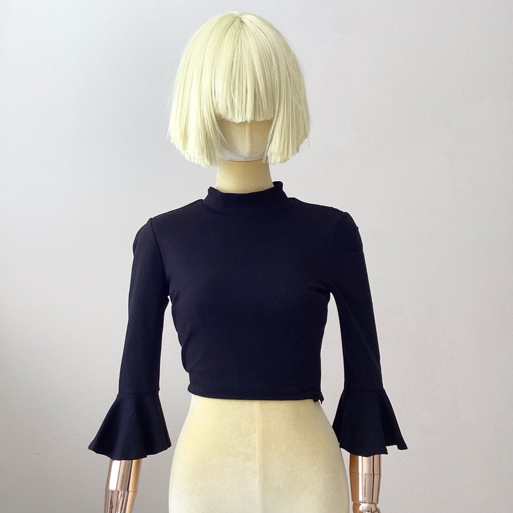 Nasty Gal Black Open Back Crop Top SZ XS - Picture 1 of 4